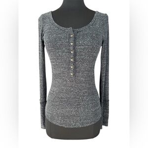 Vtg Y2K Abercrombie & Fitch Ribbed Henley Long Top Sz S Bella Swan Elena Gilbert